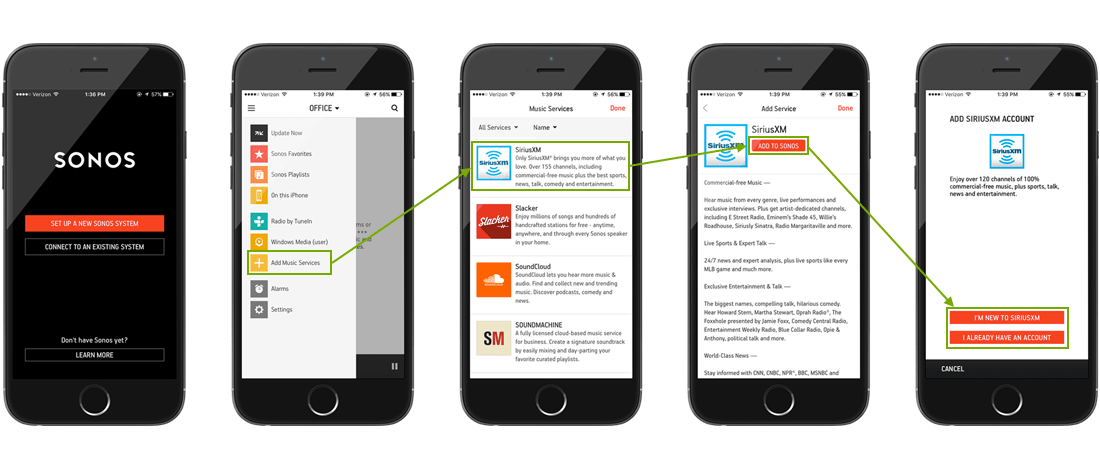Setting up SiriusXM for Business with Sonos Speaker System