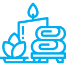 Spa candle and towels icon
