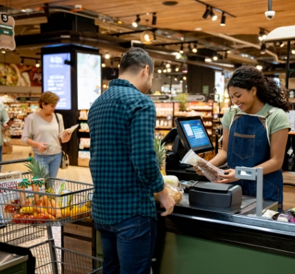The checkout at a store using Cloud Cover Music